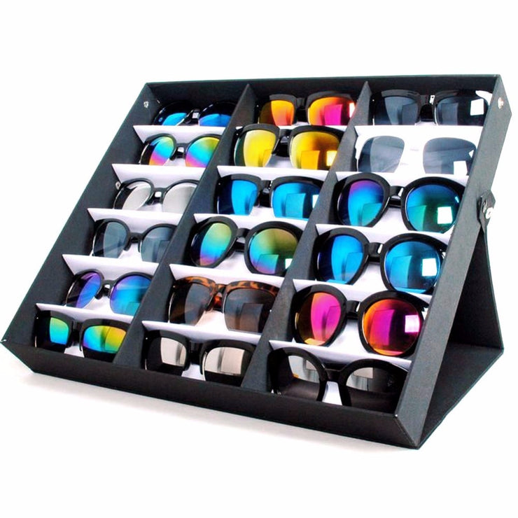 18 Sunglasses Glasses Retail Shop Display Stand Storage Box Case Tray Black Sunglasses Eye wear Display Tray Case Stand