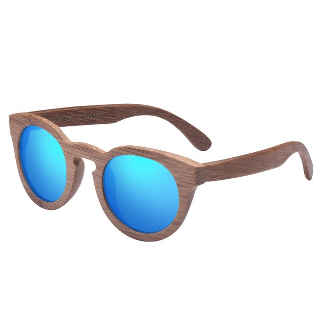 AOFLY Fashion Polarized Sun Glasses Bamboo Sunglasses Men Women Handmade Bamboo Frame Brand Design Oval Style Mirror Lens AF602