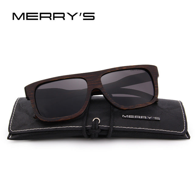 MERRY'S DESIGN Men Wooden Sunglasses Square Polarized Sun Glasses HAND MADE 100% UV Protection S'5066