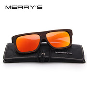 MERRY'S DESIGN Men Wooden Sunglasses Square Polarized Sun Glasses HAND MADE 100% UV Protection S'5066