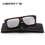 MERRY'S DESIGN Men Wooden Sunglasses Square Polarized Sun Glasses HAND MADE 100% UV Protection S'5066