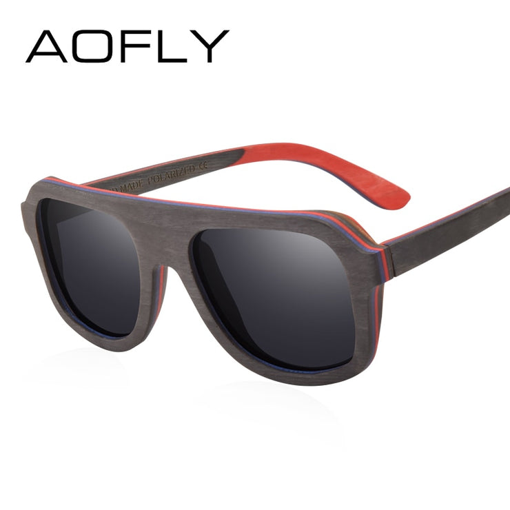 AOFLY BRAND DESIGN Men Sunglasses Bamboo Sunglasses Handmade Wooden Frame Polarized Mirror Lens Classic Gafas de sol UV400 AF618