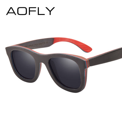 AOFLY BRAND DESIGN Men Sun Glasses Bamboo Sunglasses Wooden Frame Vintage Sunglasses Polarized Lens Gafas Oculos de sol AF615