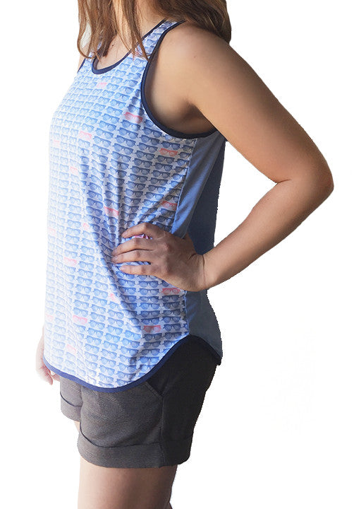 Light Blue Sunglass Printed Tank