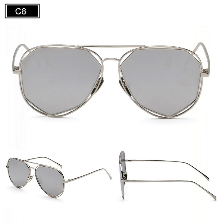 Women Sunglasses Classic Twin-Beams Mirror Sunglasses